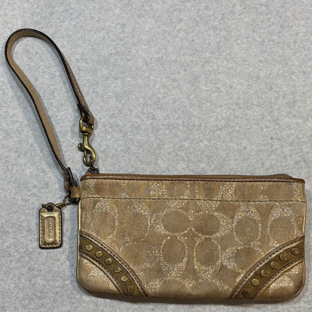 Coach Metallic Gold Wristlet Clutch